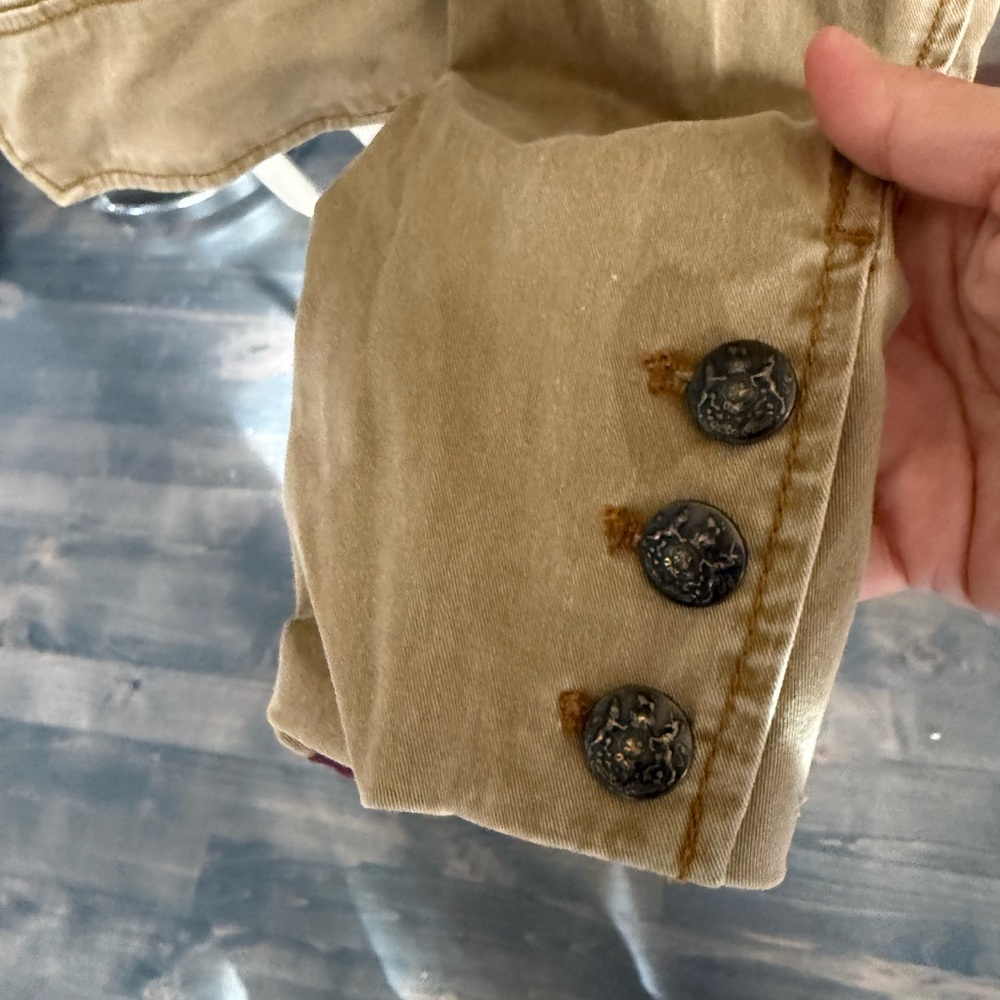 Free People Women’s Khaki Utility Military Style Jacket With Button Closure. L - Picture 8 of 13